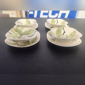 4 Redwing Magnolia Dessert/Fruit Bowls with Saucers
